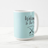 ようこそ川のカスタム家族の名前 コーヒーマグカップ (正面右)