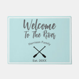ようこそ川のカスタム家族の名前 ドアマット