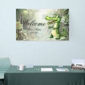 ようこそ幸せなかわいいワイルドワニのジャングルの木 横断幕 (トレードショー)