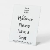 ようこそ座席とビジネスロゴをお持ちください 台座サイン (正面)
