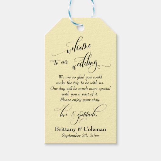 ようこそ愛と感謝ライトイエロー結婚ズ ギフトタグ (正面)