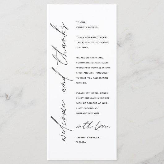 ようこそ感謝していとのディナ結婚ーサンキューカード プログラム (正面)