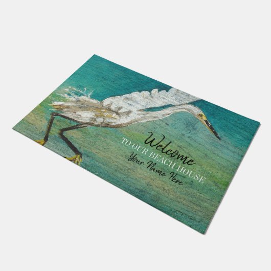 ようこそ我々のビーチハウスショアバード芸術 ドアマット (アングル)