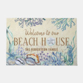 ようこそ我々のビーチハウスファミリー名海岸 ドアマット (正面)