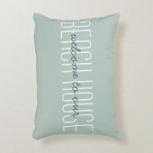 ようこそ我々のビーチハウス引用文グリーン装飾 アクセントクッション (正面(垂直))