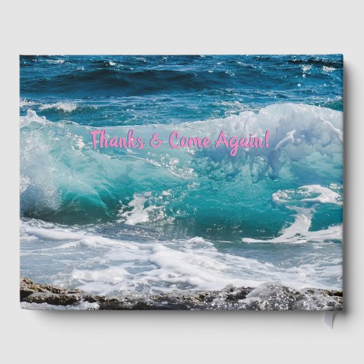 ようこそ我々のビーチハウス、ティール（緑がかった色）海波 ゲストブック (裏面)