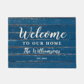 ようこそ我々のホームカスタムヴィンテージ風化木材 ドアマット (正面)