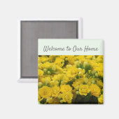 ようこそ我々のホームフローラ陽気な黄色の花 マグネット (正面/裏面)