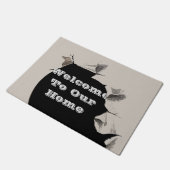 ようこそ我々の家に引き裂かれた紙 芸術的 ドアマット (アングル)