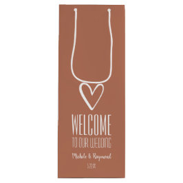 ようこそ我々の結婚テラコッタ ワインギフトバッグ