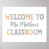 ようこそ教室の先生標識 ポスター (正面)