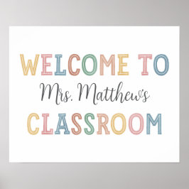 ようこそ教室の先生標識 ポスター