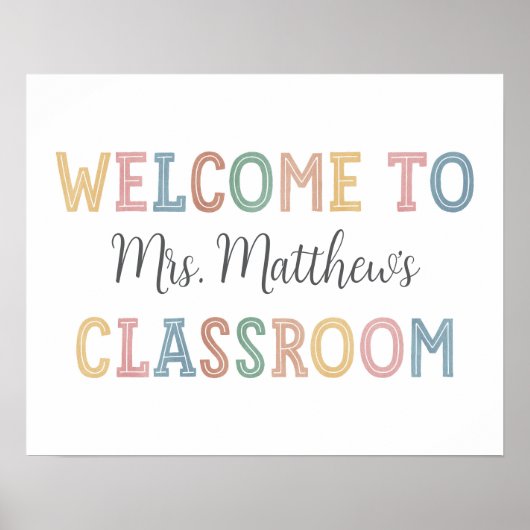 ようこそ教室の先生標識 ポスター