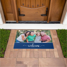 ようこそ文字と家族の写真、青