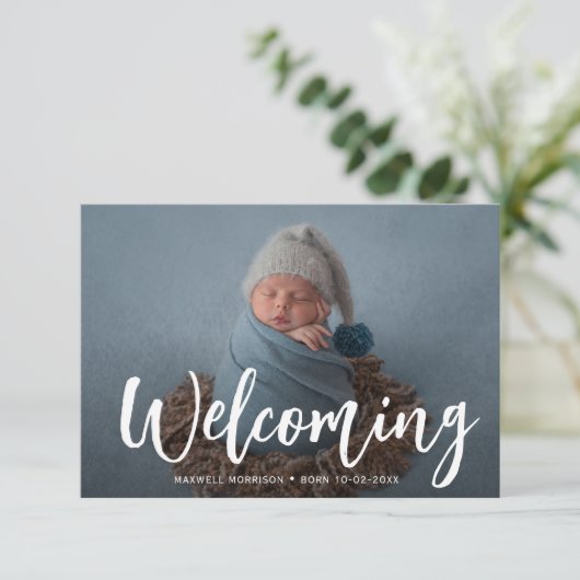 ようこそ新しい生まれ生誕発表カード 招待状 (スタンド正面)