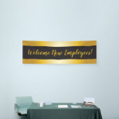 ようこそ新入社員の金ゴールドとブラック 横断幕 (トレードショー)
