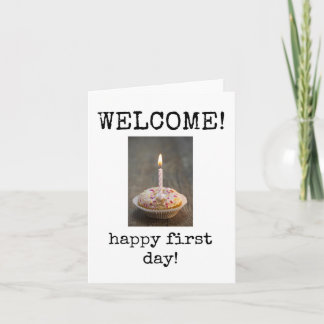 ようこそ新入社員、最初の勤務日カード カード