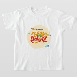 ようこそ新学期カラフルシャツ3DフォントT型 Tシャツ