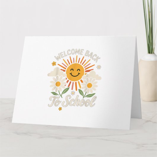 ようこそ新学期シャツ学校の初日 カード (正面)