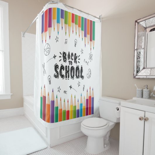 ようこそ新学期シャツ、学校の初日 シャワーカーテン (インサイチュ)