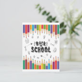 ようこそ新学期シャツ、学校の初日 ポストカード (スタンド正面)