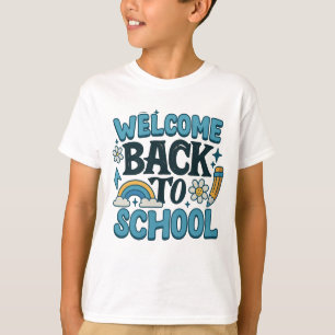 ようこそ新学期レトロかわいいデザイン Tシャツ