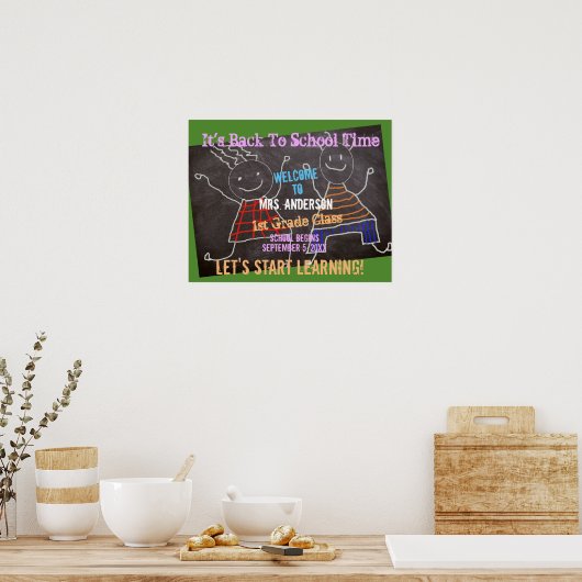 ようこそ新学期先生の名前の追加 ポスター (キッチン)