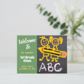 ようこそ新学期先生チャルクボードレター ポストカード (スタンド正面)
