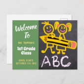 ようこそ新学期先生チャルクボードレター ポストカード (正面/裏面)