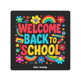 ようこそ新学期先生子供の感謝 メタルプリント