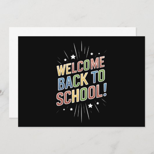 ようこそ新学期先生学校の初日 招待状 (正面/裏面)