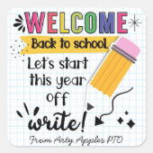 ようこそ新学期先生歓迎 スクエアシール (正面)
