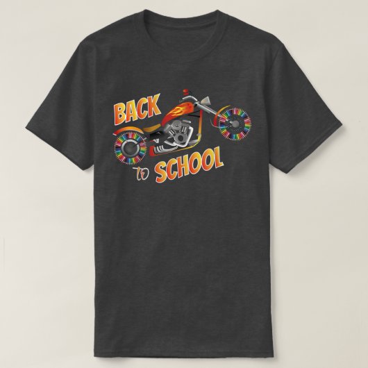 ようこそ新学期、バイクもしくは自転車に乗る人、モーターバイク Tシャツ (デザイン正面)