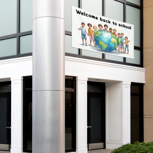 ようこそ新学期,学校 横断幕 (ビルの外側)