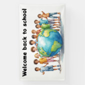 ようこそ新学期，学校 横断幕 (縦)