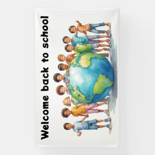 ようこそ新学期，学校 横断幕 (縦)