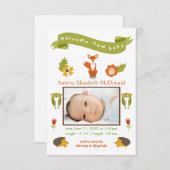 ようこそ新生児ウッドランド – 3x5お誕生日おめでとう 案内状 (正面/裏面)