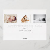 ようこそ新生児ゴールドフォイル誕生の発表カード 箔シーズンカード (裏面)