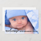 ようこそ新生児モダン発表 案内状 (正面/裏面)