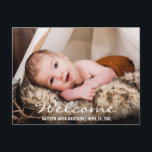 ようこそ新生児写真お知らせポストカードBW 案内ポストカード<br><div class="desc">ようこそ新生児の写真のモダン発表はがき</div>
