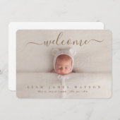 ようこそ新生児写真の誕生のお知らせ エンクロージャーカード (正面/裏面)