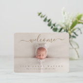 ようこそ新生児写真の誕生のお知らせ エンクロージャーカード (スタンド正面)