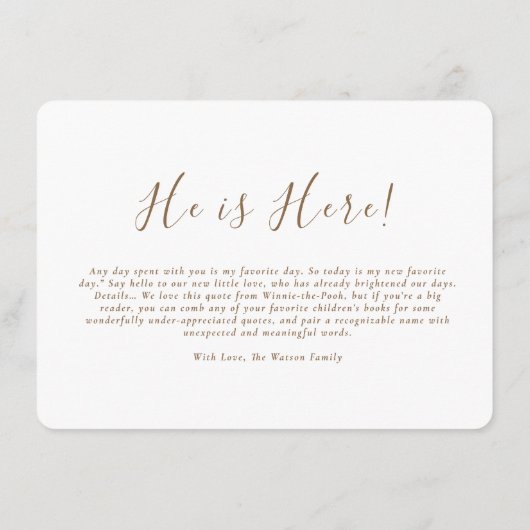 ようこそ新生児写真の誕生のお知らせ エンクロージャーカード (裏面)