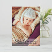 ようこそ新生児写真アナウンスメントカードL 案内状 (スタンド正面)