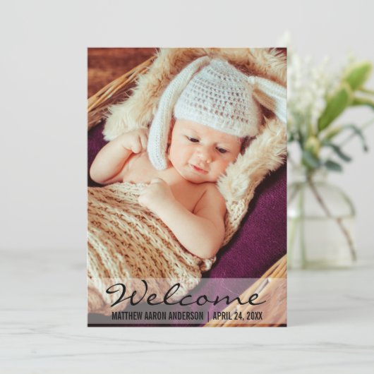 ようこそ新生児写真アナウンスメントカードL 案内状 (スタンド正面)
