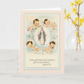 ようこそ新生児少年または女の子の宗教カトリック カード (黄色い花)