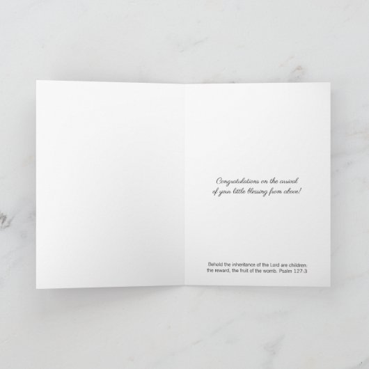 ようこそ新生児少年または女の子の宗教カトリック カード (内部)