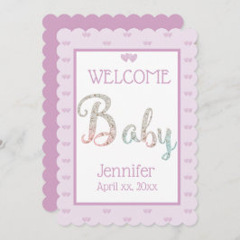 ようこそ新生児、名前と紫 案内状