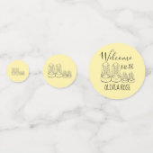 ようこそ新着ベビーシューズシャワーイエロー コンフェッティ (正面)