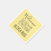 ようこそ新着ベビーシューズシャワーイエロー スタンダードカクテルナプキン (角)